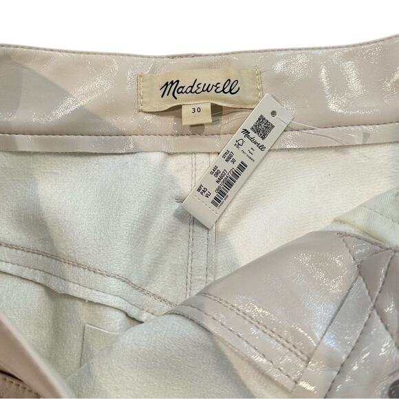 NWT Madewell Faux Leather Cream Mini Skirt Women's Size 30 - Picture 3 of 6